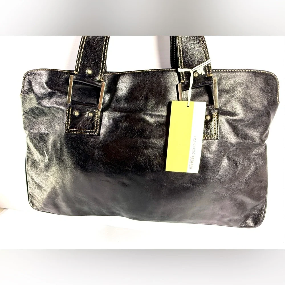 Francesco Biasia Black Leather Briefcase